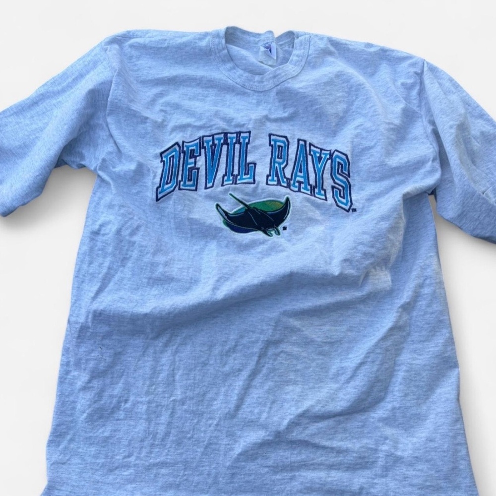 Vintage LOGO 7 TB Devil Rays Gray T-Shirt